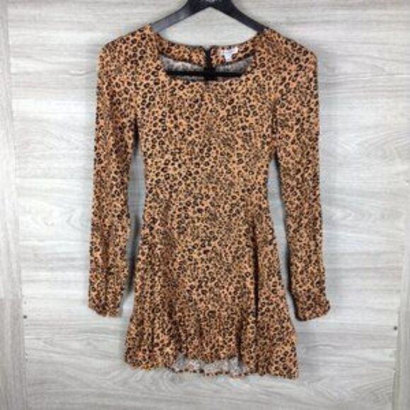 LOVE, FIRE Leopard Print Long Sleeve Minidress size M - Picture 3 of 6